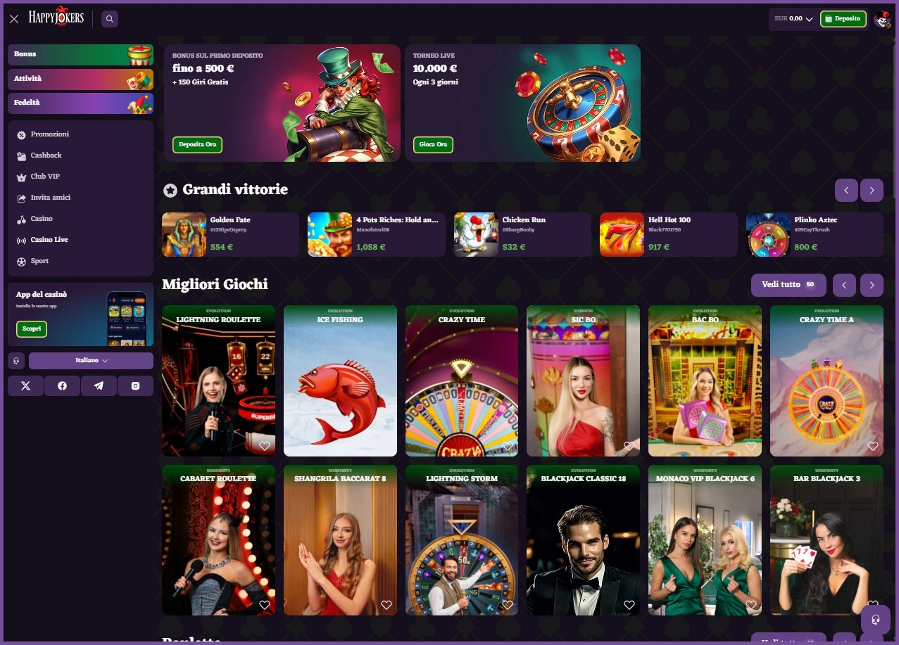 Punti salienti del live casinò – le migliori tavole in un colpo d’occhio al casinò Happyjokers
